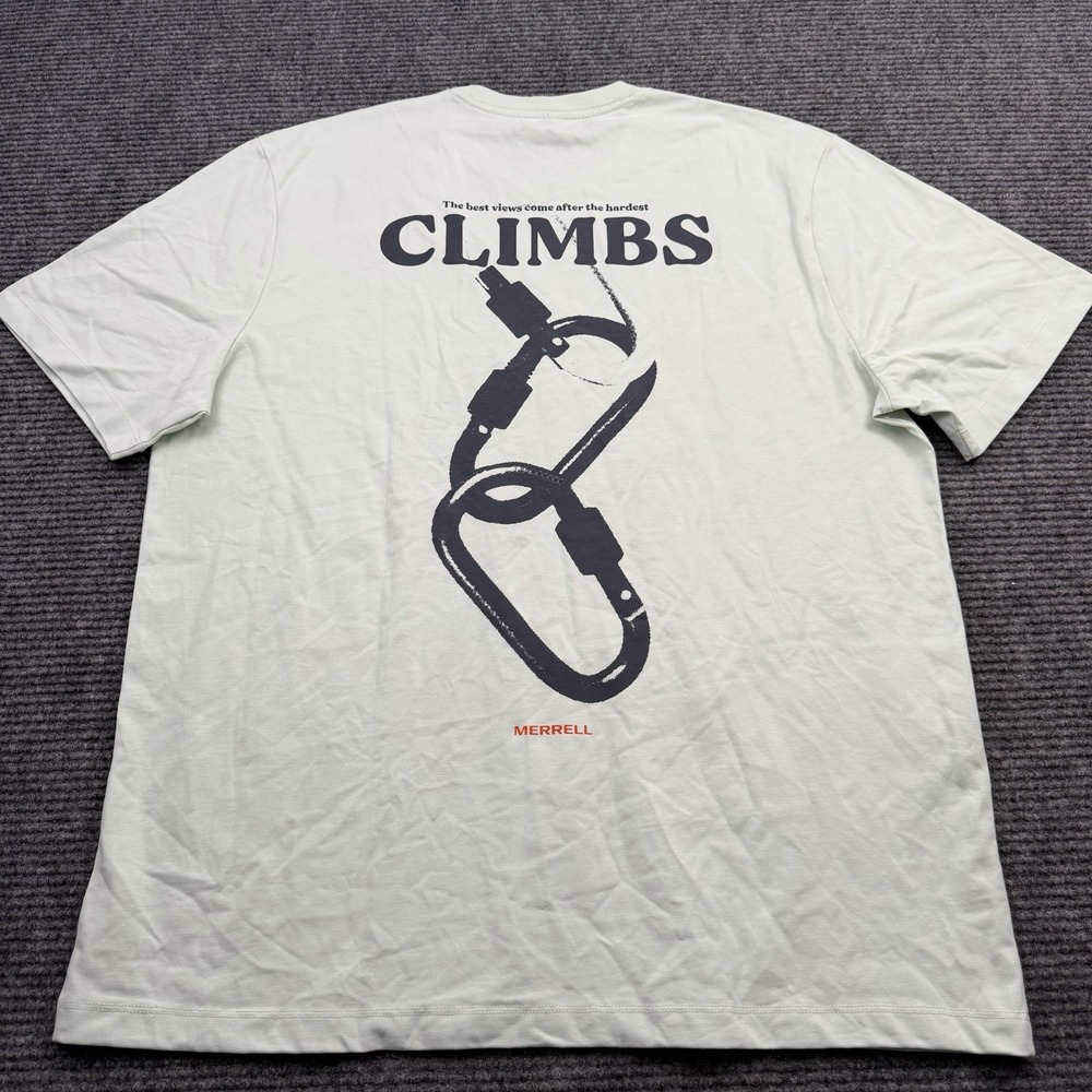 Merrell Climbing Graphic T-shirt Men's Size XL Mint Green Cotton NWT MSRP $39 - Picture 3 of 6